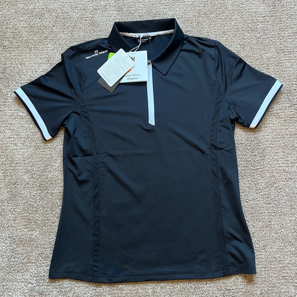 NWT Jean-Michel Basquiat Black Zip Up Polo